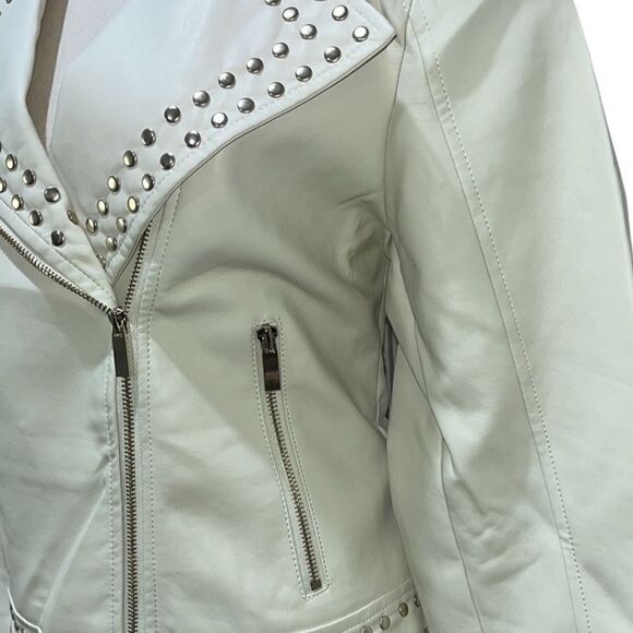 NY&Co Faux-Leather V-Neckline Studded Jacket - Picture 6 of 14